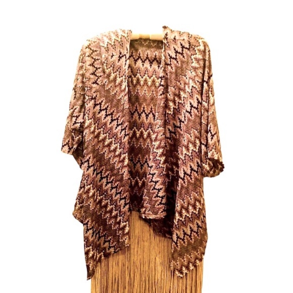 Linda Leal Kimono Black / Tan one size